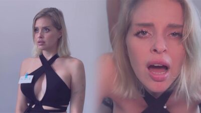 Gata loira vestida de cosplay chupando rola e trepando forte