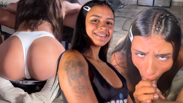 Novinha safada e boqueteira sugando o pau grande do namorado dotado