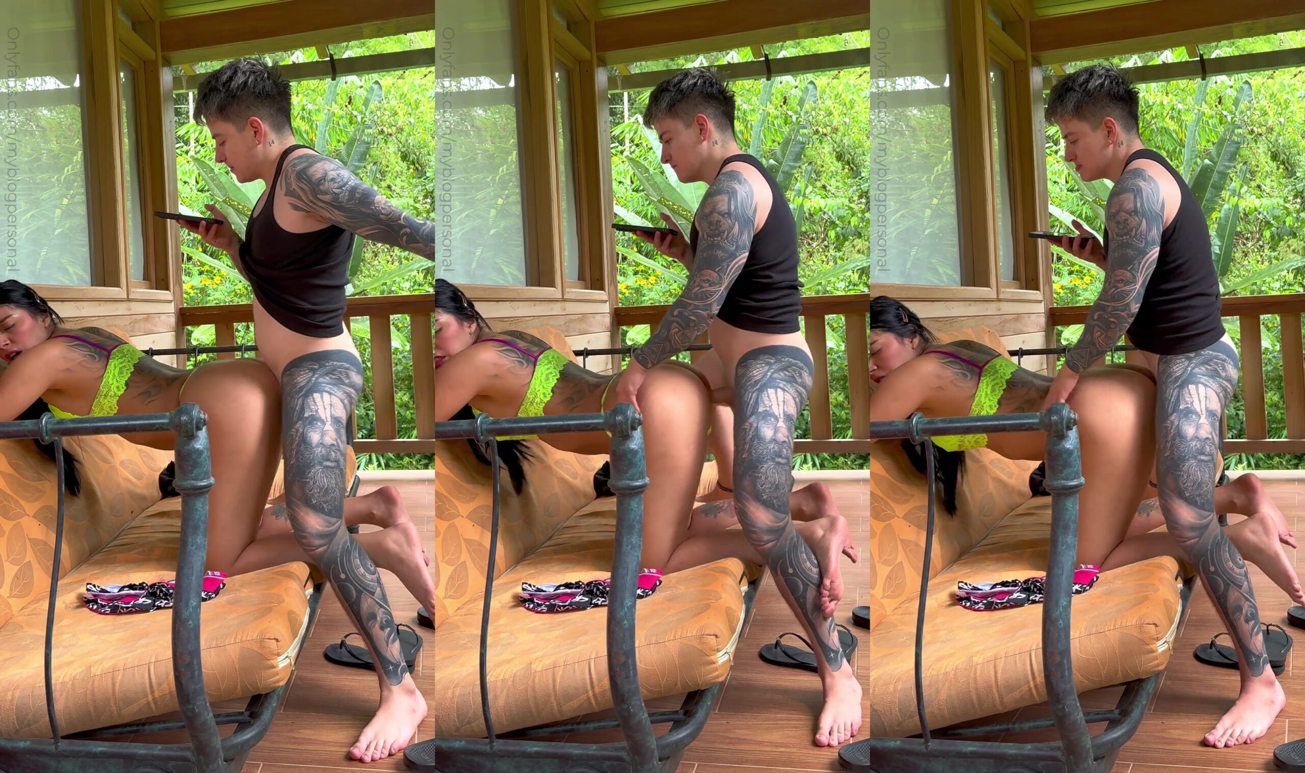 Piranha morena gostosa da bunda grande transando com namorado na varanda