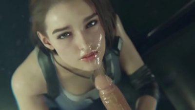 Jill Valentine: boquete, garganta e gozada na cara